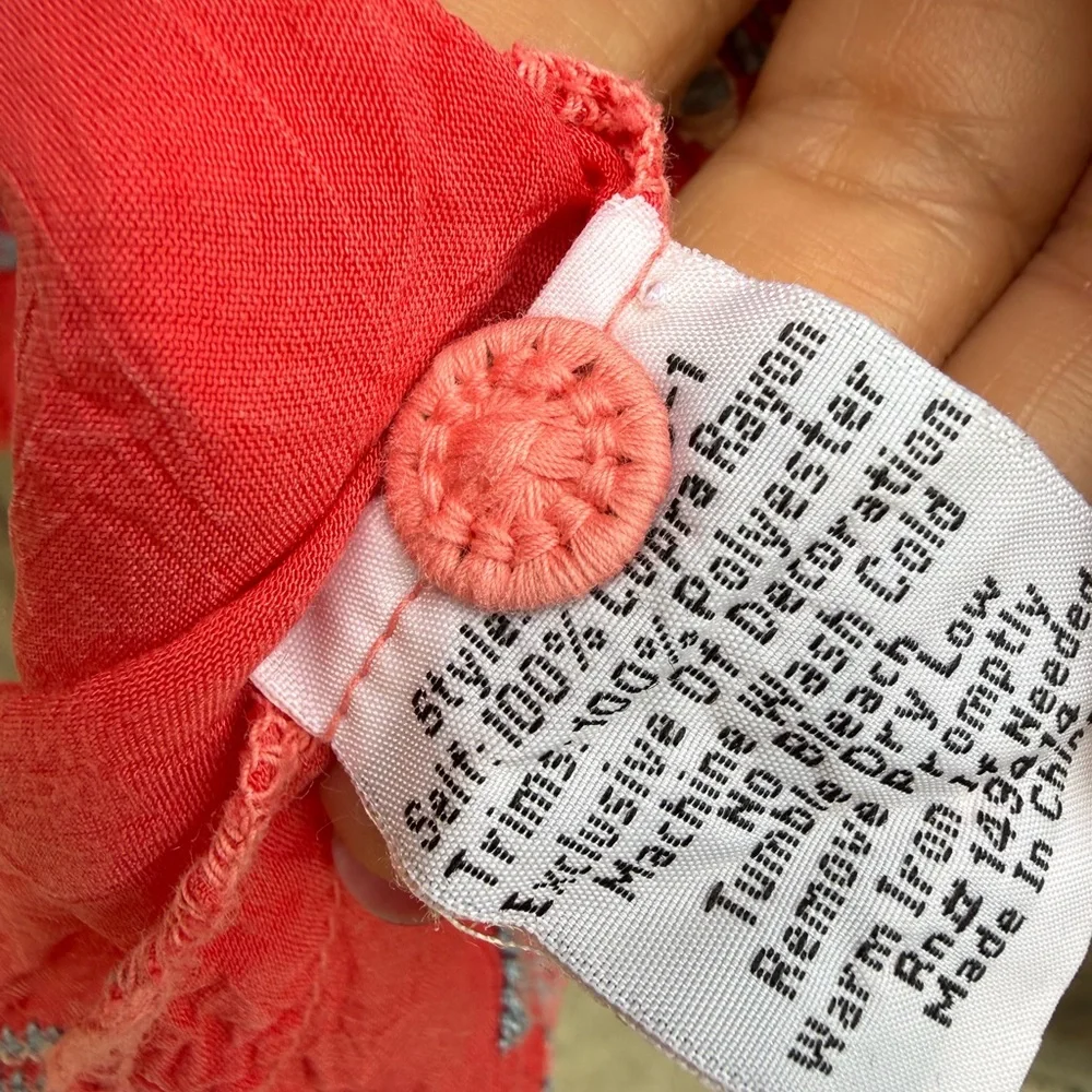 Johnny Was size small bright coral tunic beautiful - Picture 8 of 11